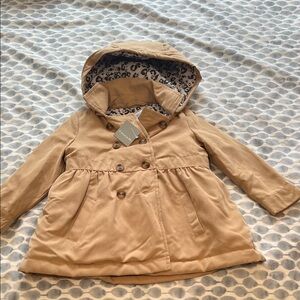 Tahari Tan Raincoat Classic Collar Cotton Blend